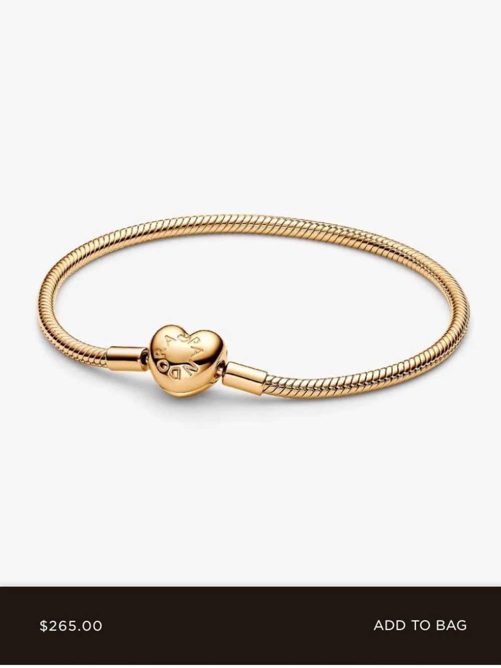 Authentic Pandora Heart Clasp Snake Chain Bracelet 14k Gold-plated unique metal
